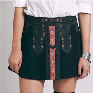 Free People Black Mini Skirt with Colorful Patterns